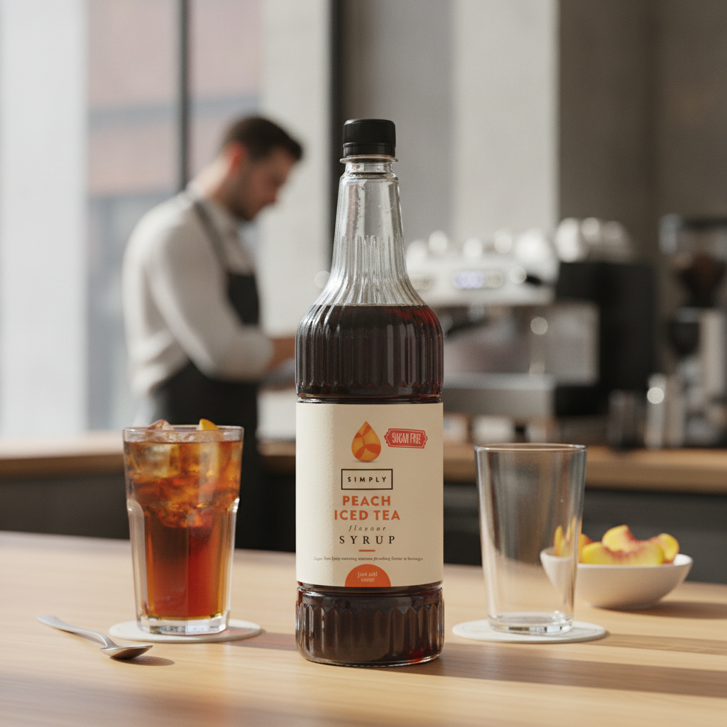Sugar-Free Peach Iced Tea Syrup 1L for Refreshing Beverages