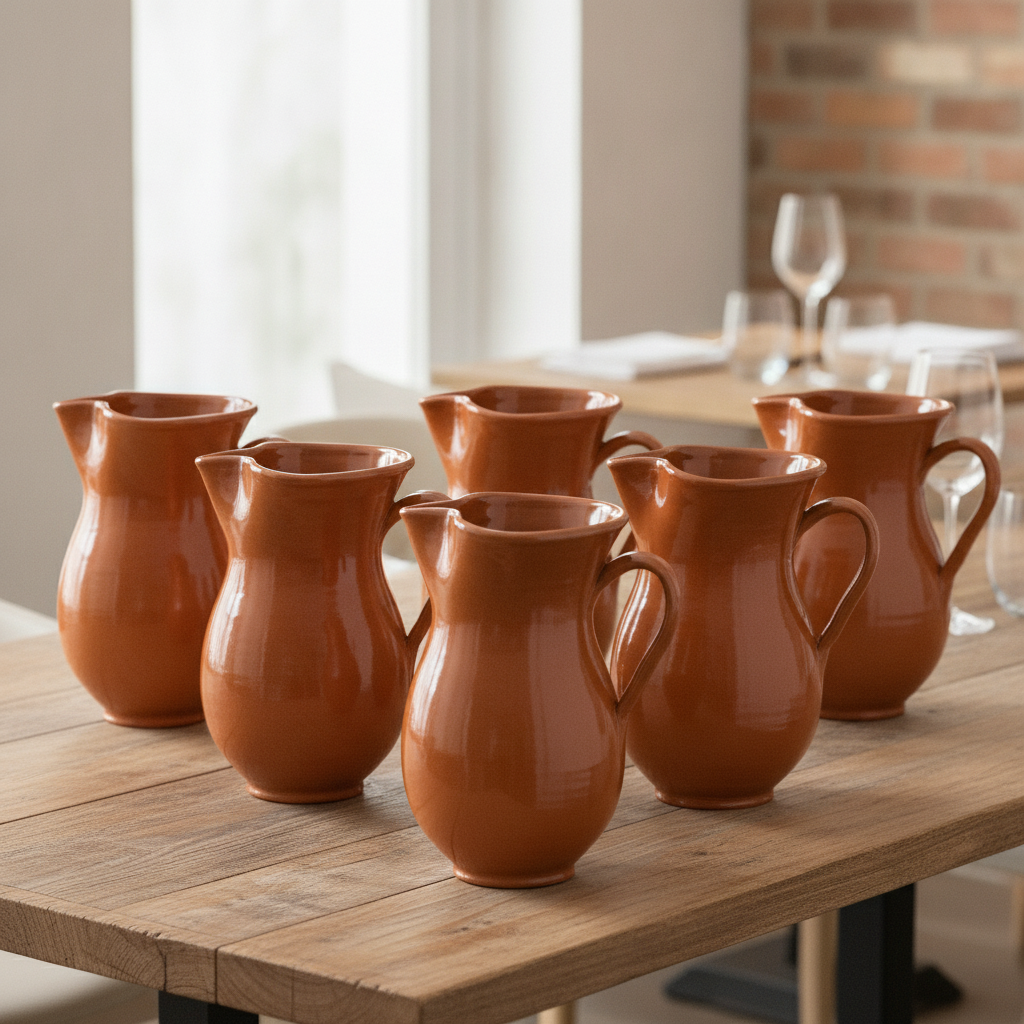 Earthenware Terracotta Jug 1L for Dining & Entertaining (Pack of 6)