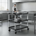 Polypropylene Three Shelf Utility Cart for Commercial Use