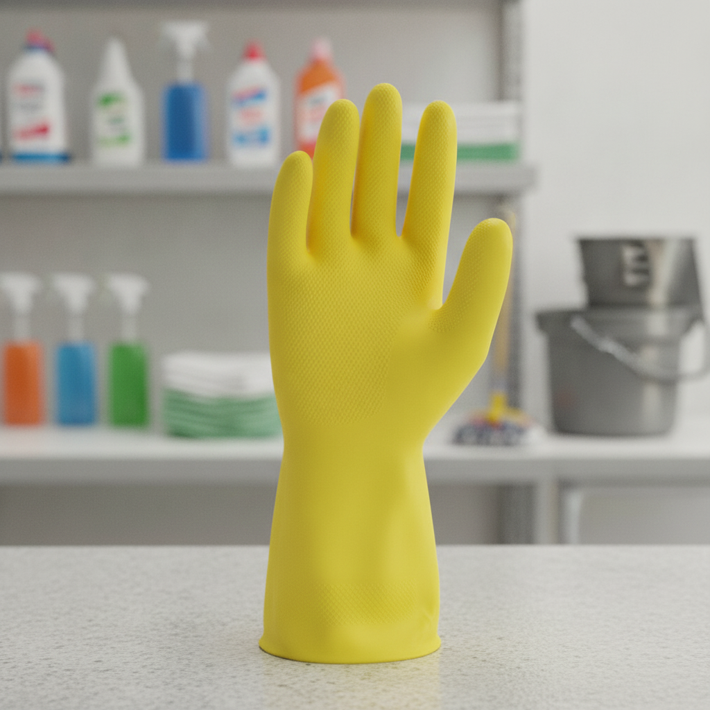 Liquid-Proof Latex Janitorial Gloves for Cleaning (Pack of 1)