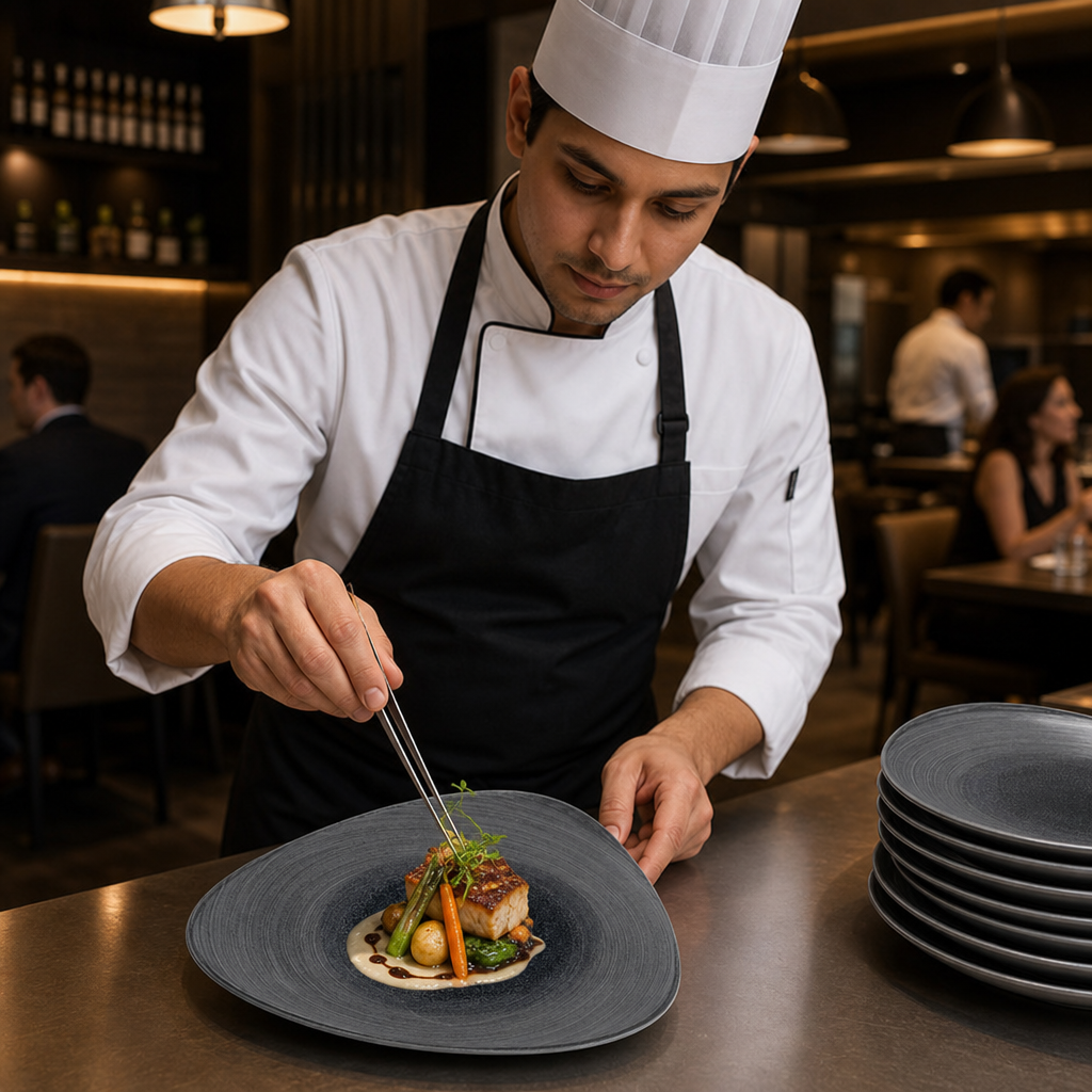 Plates 254mm Grey Vitrified Porcelain for Restaurants (Pack of 12)