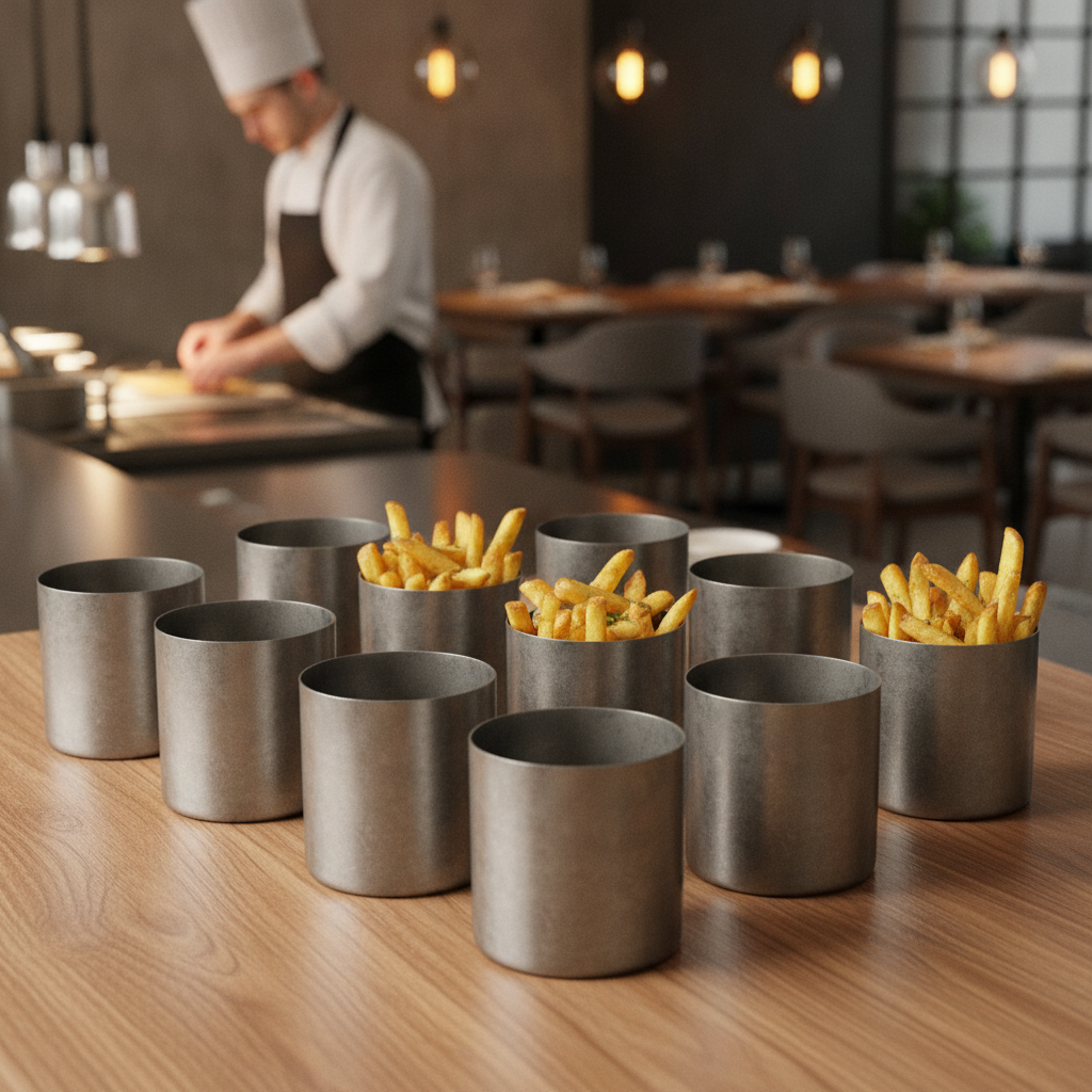 Stainless Steel Vintage Chip Cups 85mm for Stylish Dining (Pack of 12)