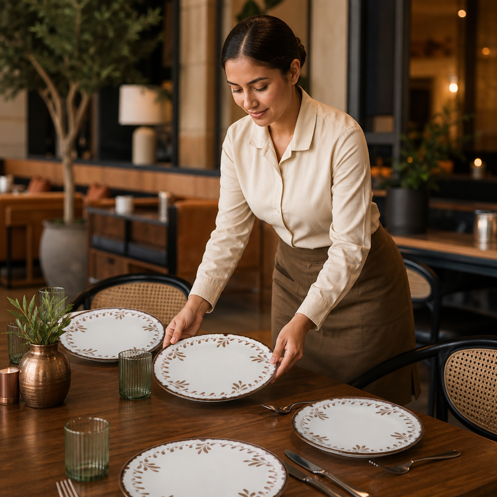 Finest Vitrified Coupe Plates 260mm Terracotta for Dining (Pack of 12)