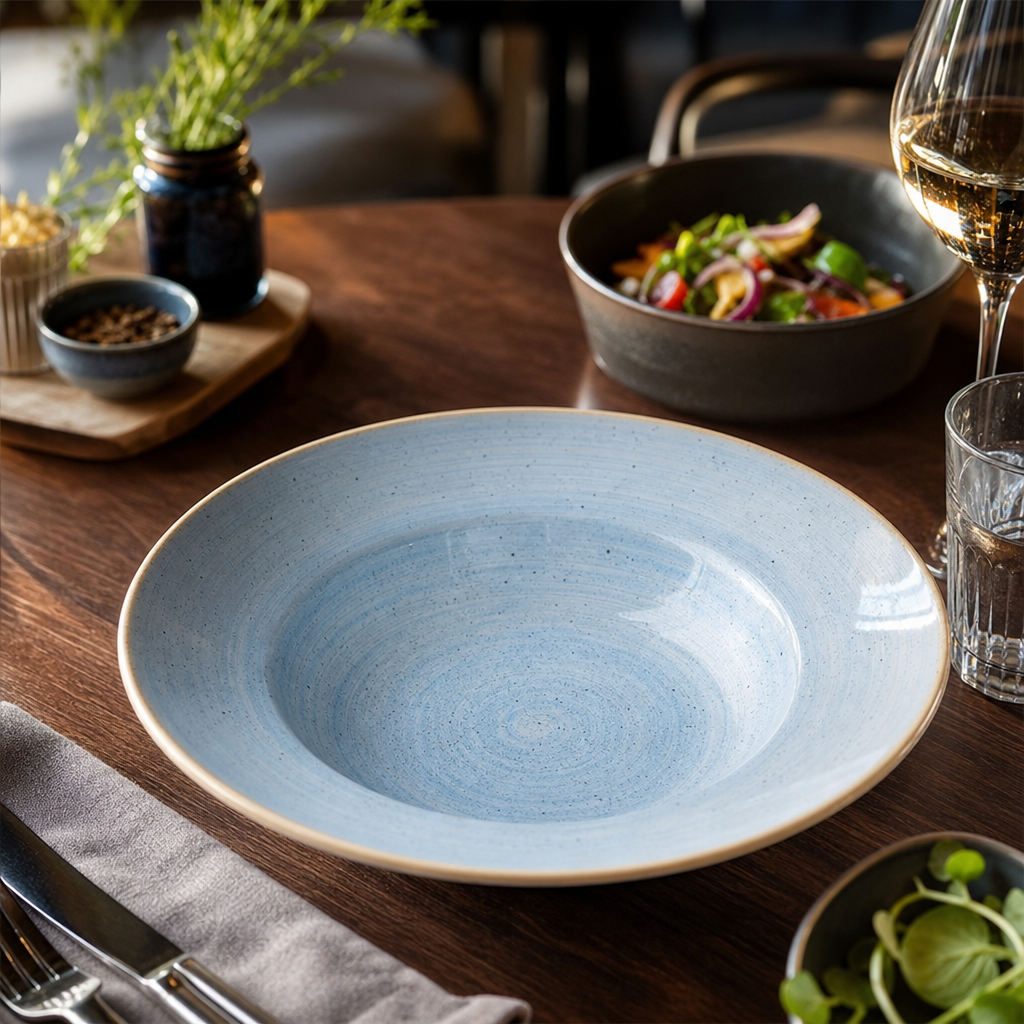 Deep Coupe Plates Blue Duck Egg Blue Vitrified Ceramic for Quality Dining (Pack of 12)
