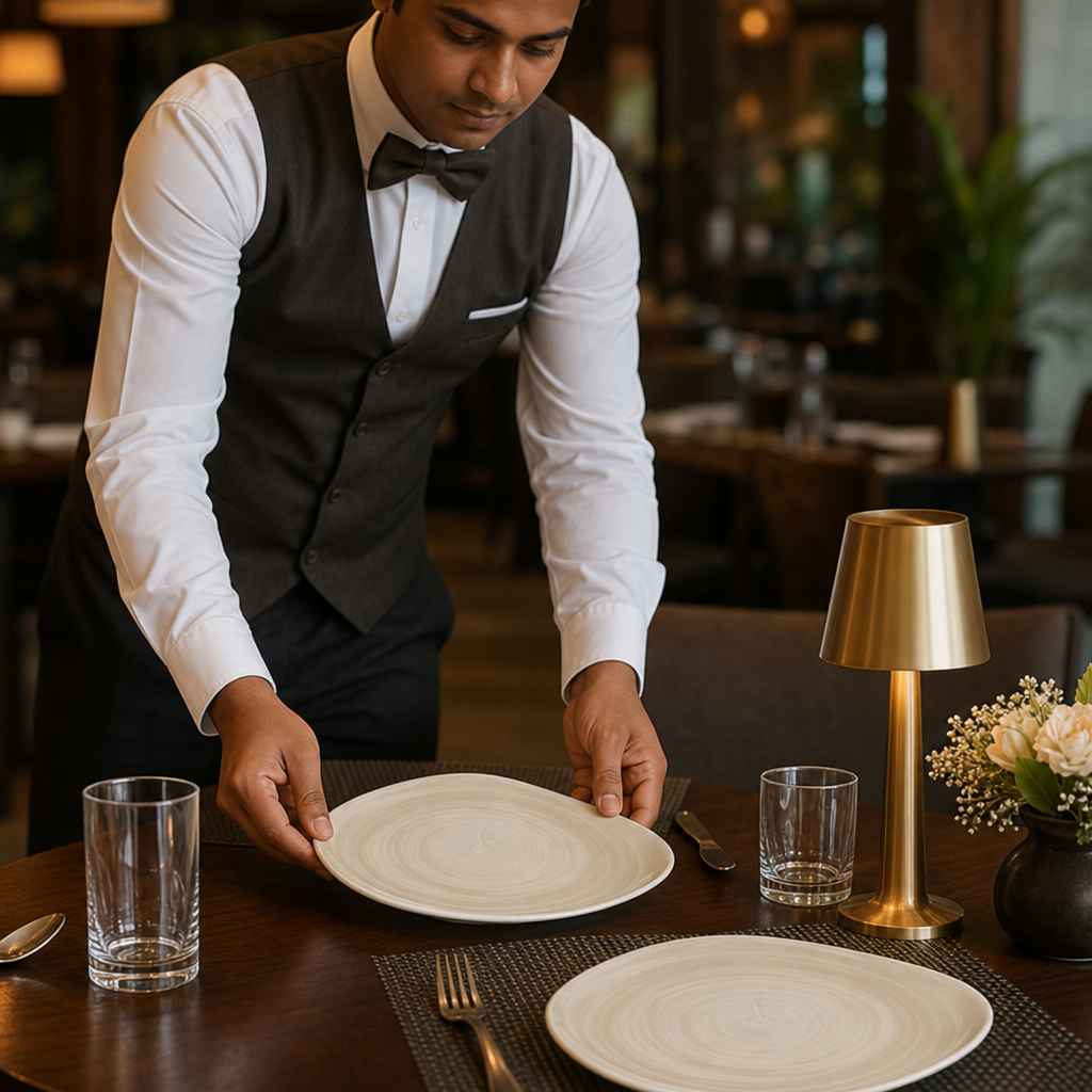 Plates 229mm Natural Vitrified Ceramic for Dining (Pack of 12)