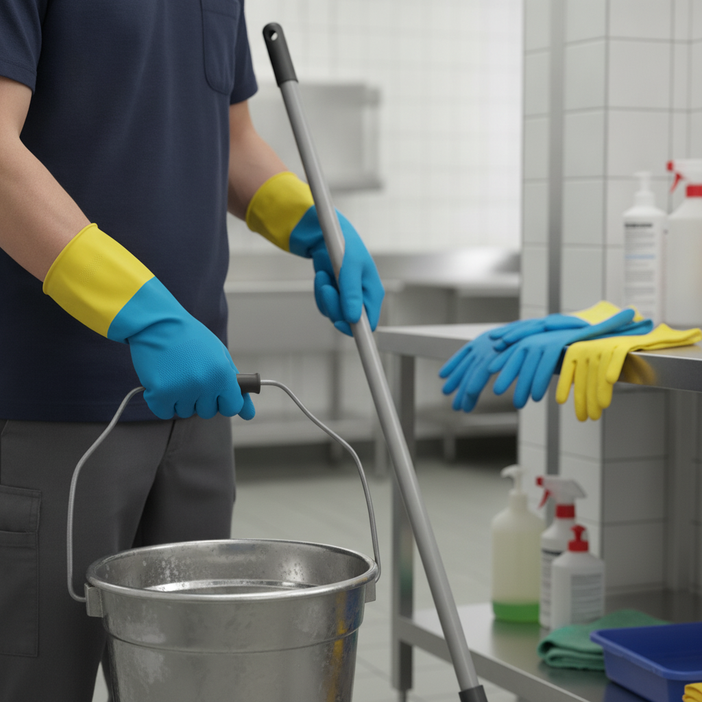Neoprene and Natural Latex Heavy-Duty Janitorial Gloves for Commercial Use