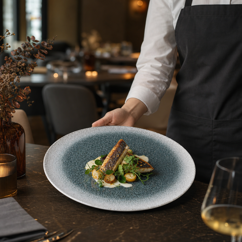 Coupe Plate Blue Vitrified Ceramic for Dining Experiences (Pack of 12)