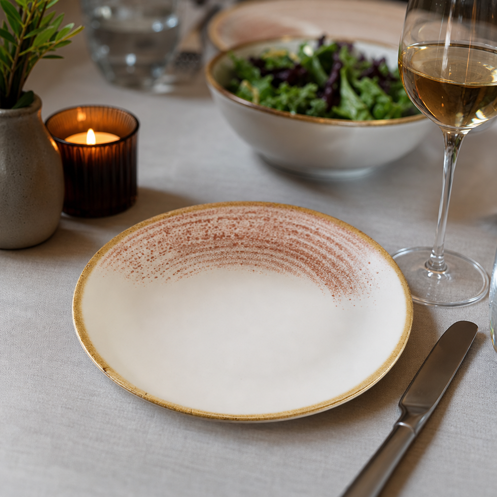 Coupe Plates 165mm Coral Ceramic for Elegant Dining (Pack of 12)
