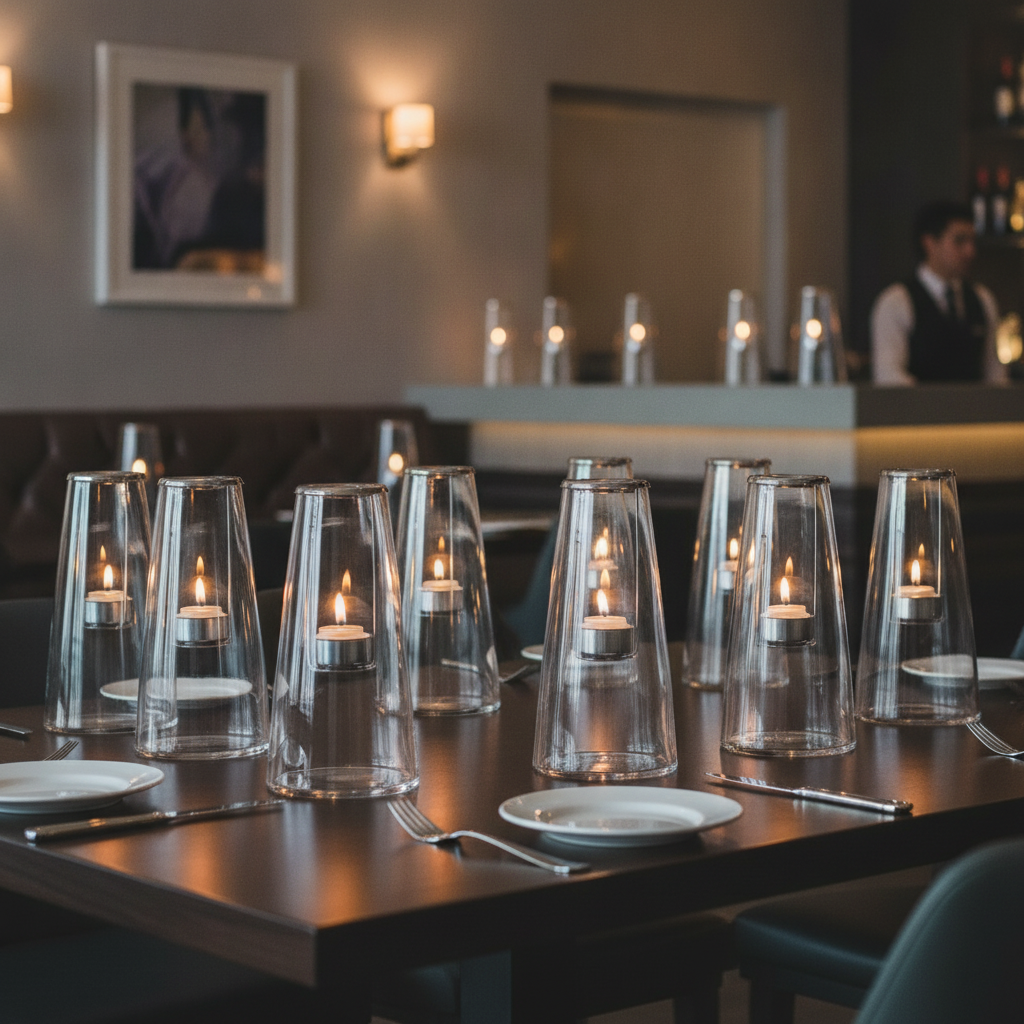 Clear Glass Table Lamp 210mm for Restaurants & Events (Pack of 12)