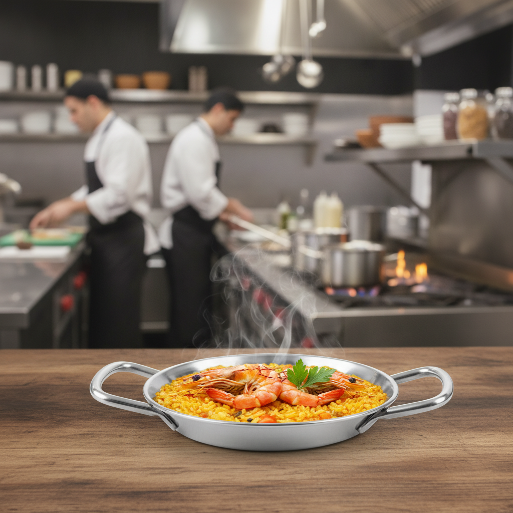 Stainless Steel Mini Paella Pan 150mm for Serving Dishes