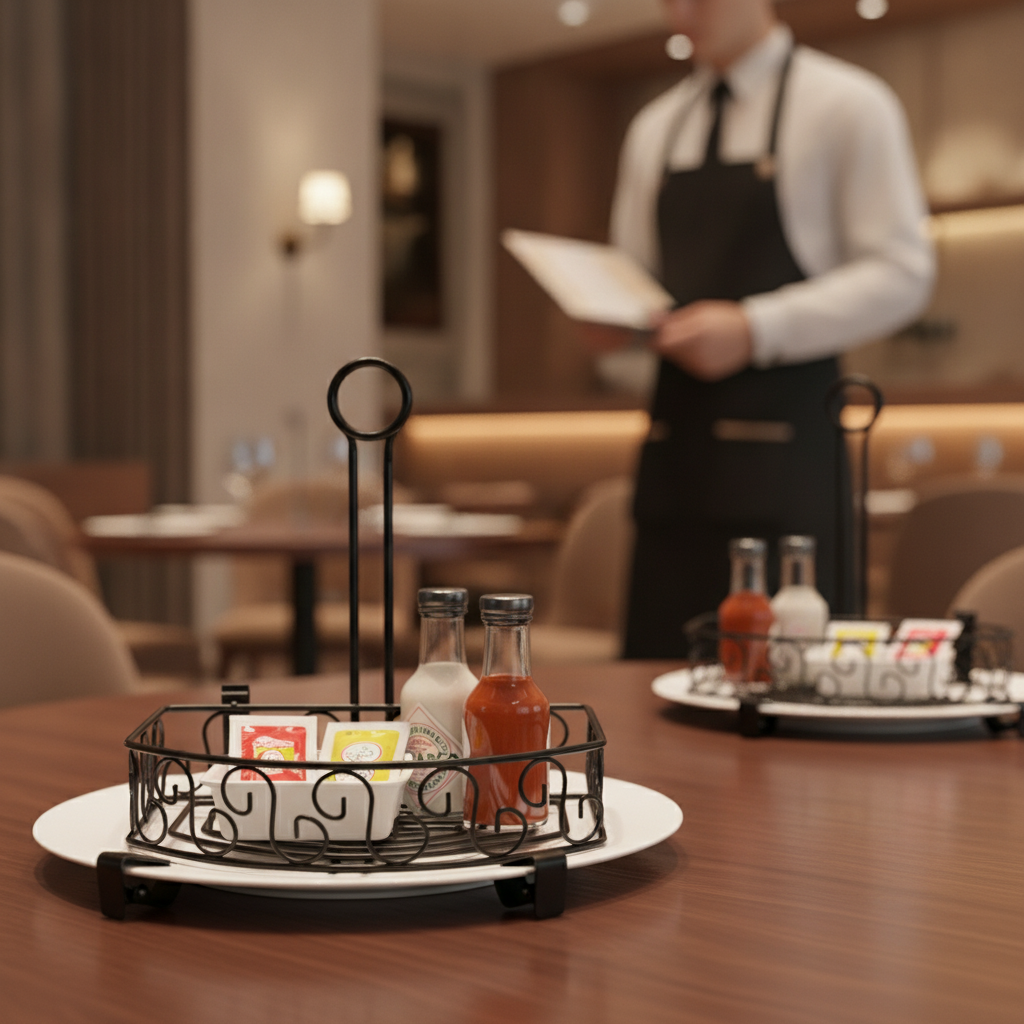Steel Condiment Holder with Clip 215x155mm for Restaurants & Cafés