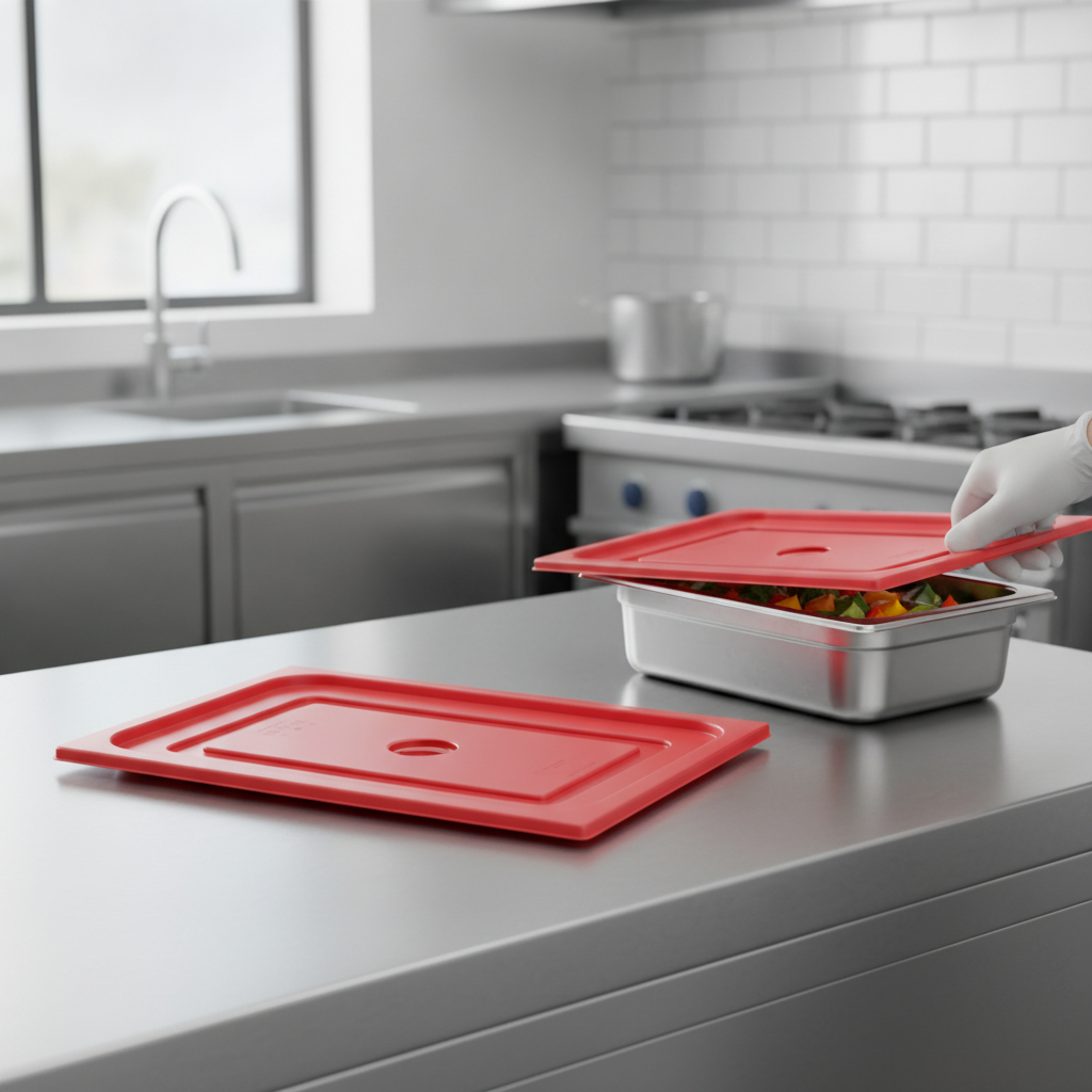 Polyethylene Red Gastronorm Lid 1/2GN for Food Storage