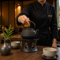 Cast Iron Teapot Warmer in Black for Hot Drink Presentation