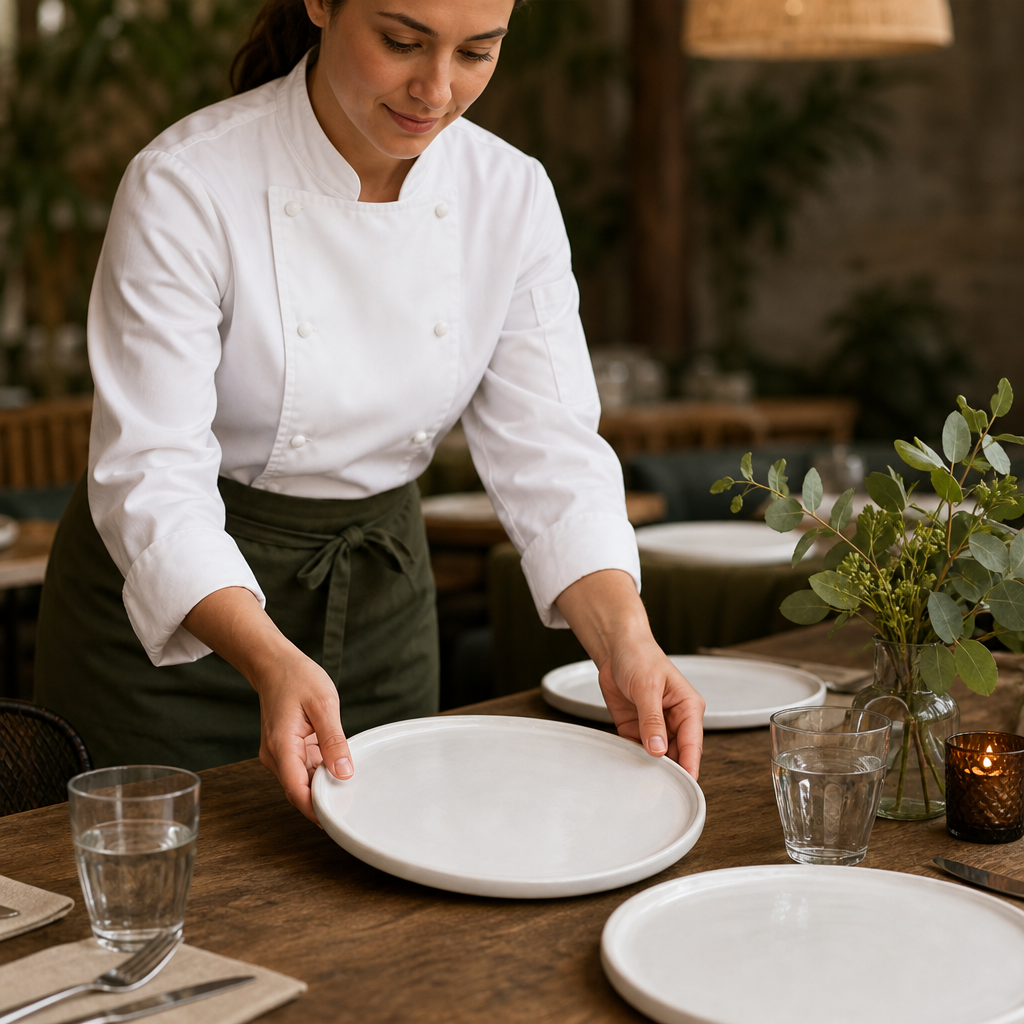Recycled Clay Coupe Plates 230mm Stoneware for Sustainable Dining (Pack of 6)