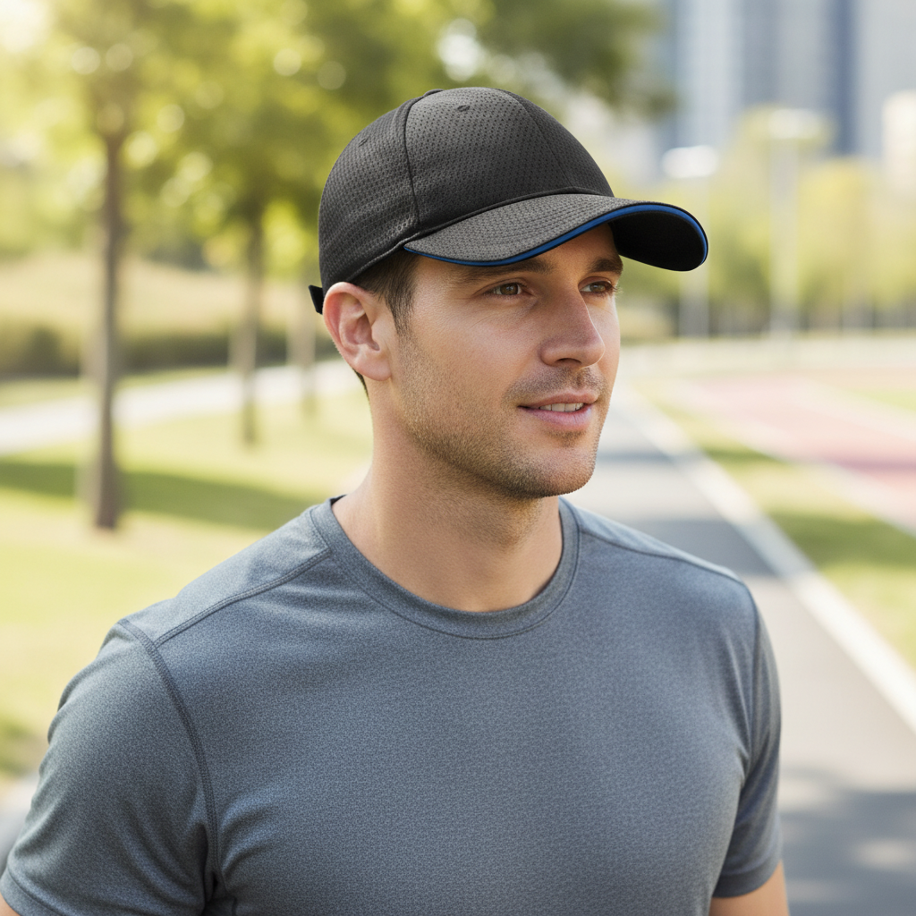 Polyester Cool Vent Baseball Cap in Black for Comfortable Wear