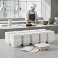 Bagasse Lids for Food Containers 13x137x188mm for Takeaway Services (Pack of 100)