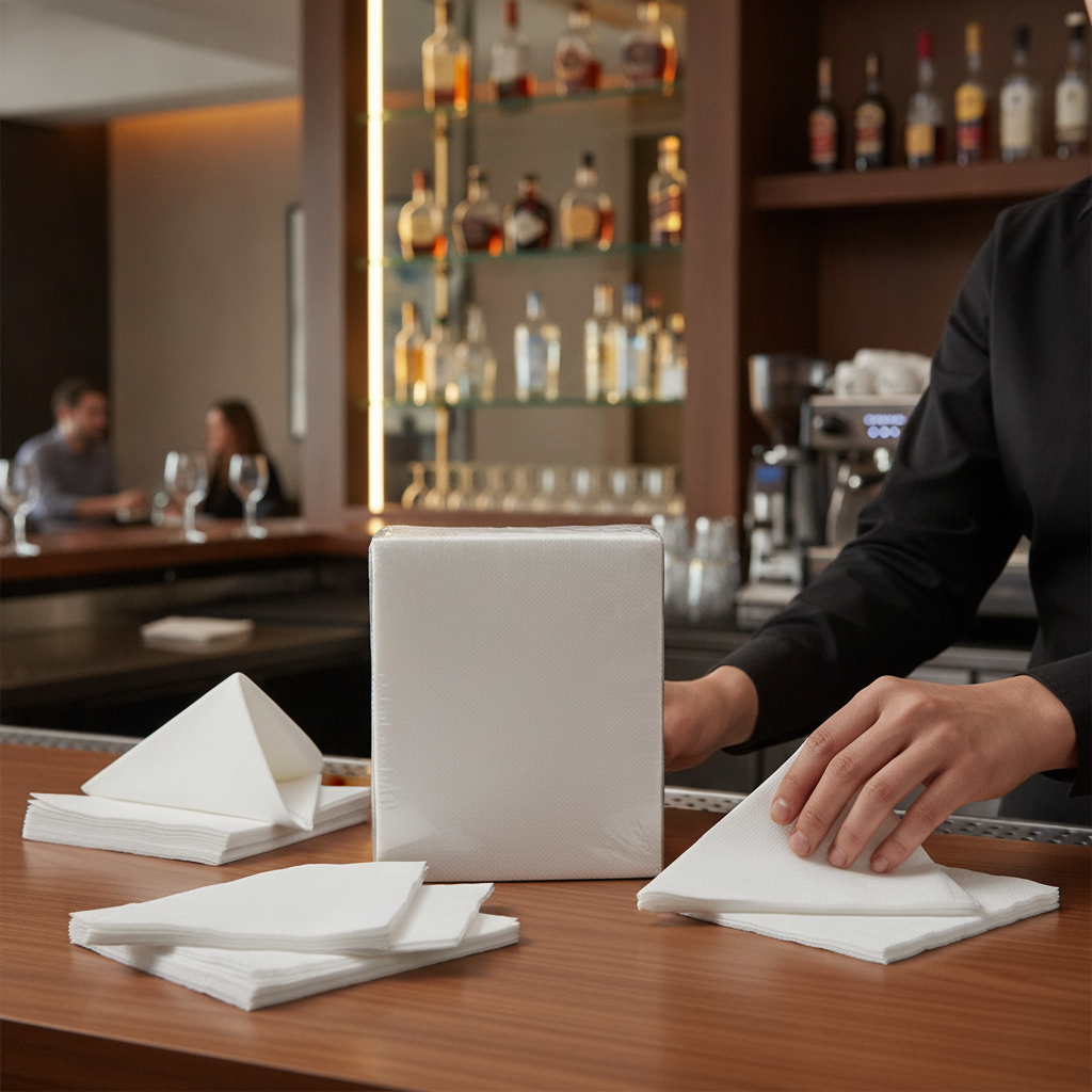 Paper White Premium Airlaid Cocktail Napkins 24x24cm for Bars & Pubs (Pack of 2400)