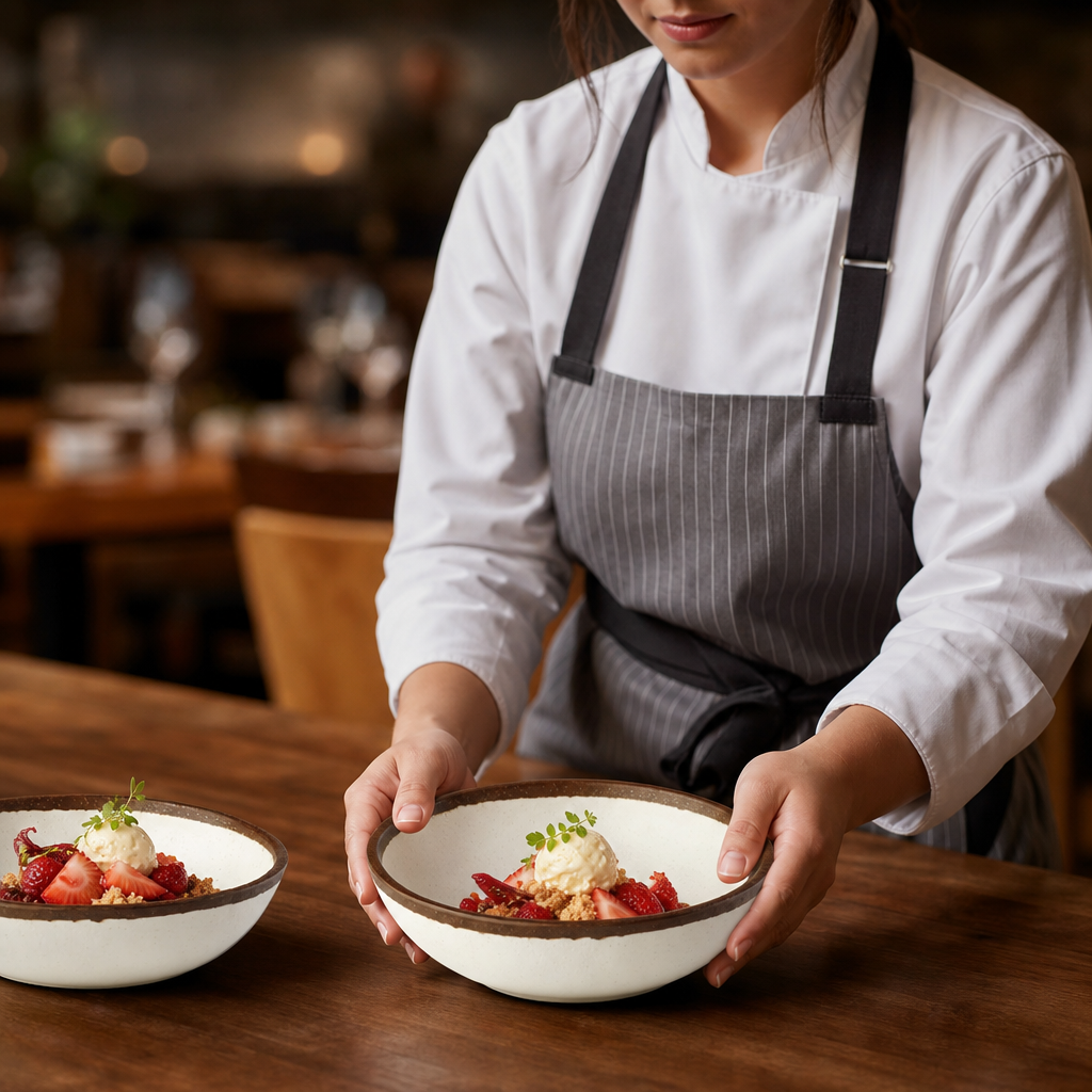 Low Bowl 165mm Cream Melamine for Serving Desserts