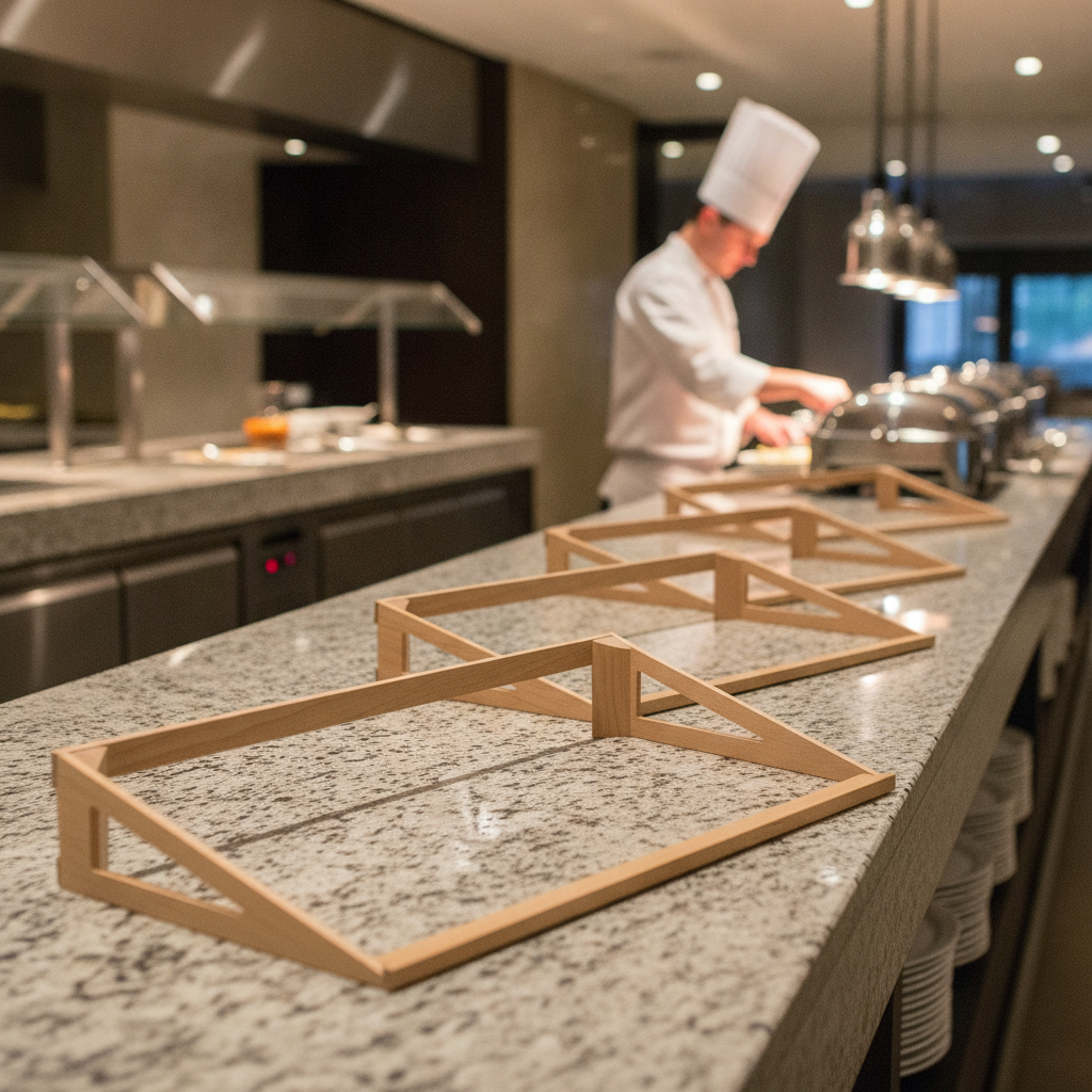 Beech Wood Low Slanted Risers 530x325mm for Buffet Displays (Pack of 4)