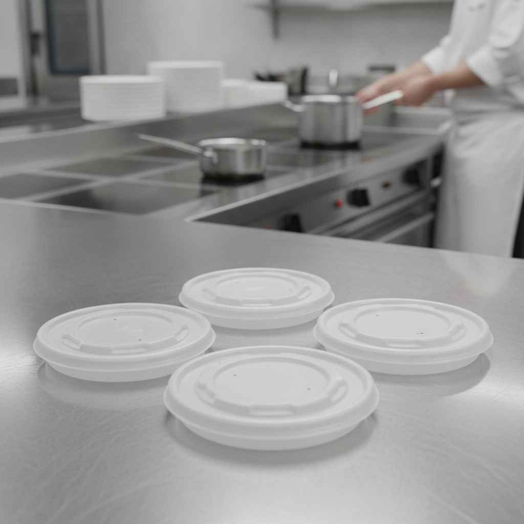 CPLA Hot Food Pot Lids 350ml for Food-to-Go Service (Pack of 500)