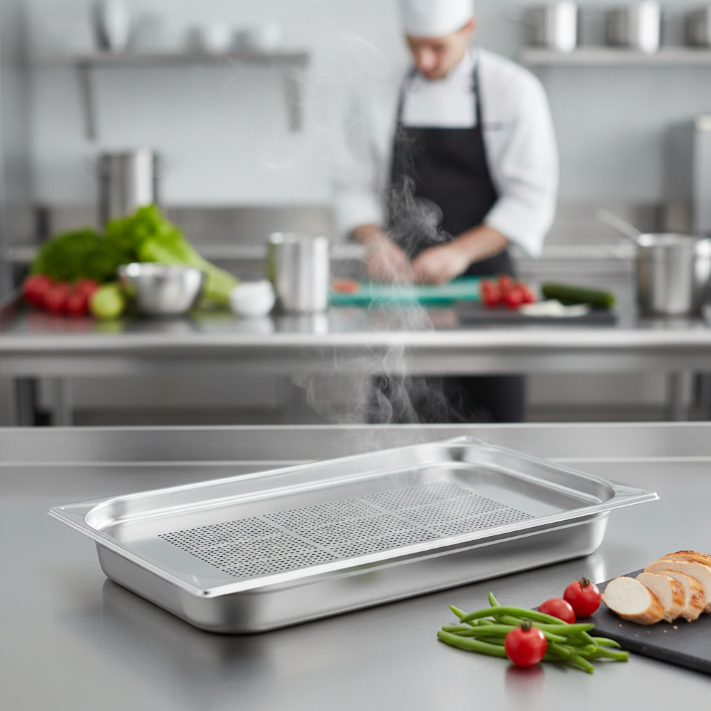 304 Stainless Steel Perforated Gastronorm Tray 20mm for Cooking & Draining