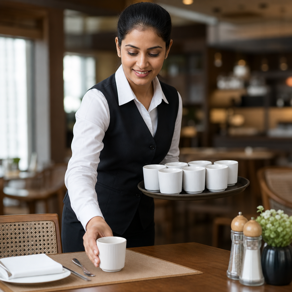 Unhandled Cups 118ml White Vitrified Ceramic for Restaurants (Pack of 12)
