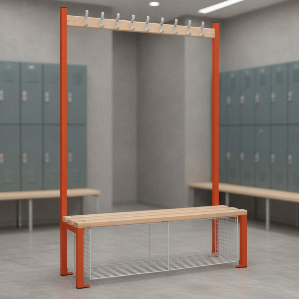 Powder Coated Steel Single-Sided Island Seating for Changing Rooms
