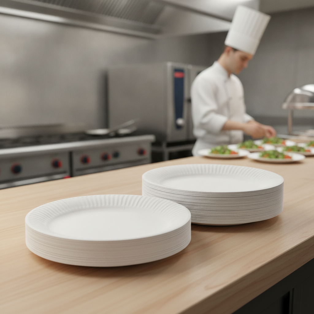 White Disposable Paper Plates 178mm for Outdoor Buffets (Pack of 1000)