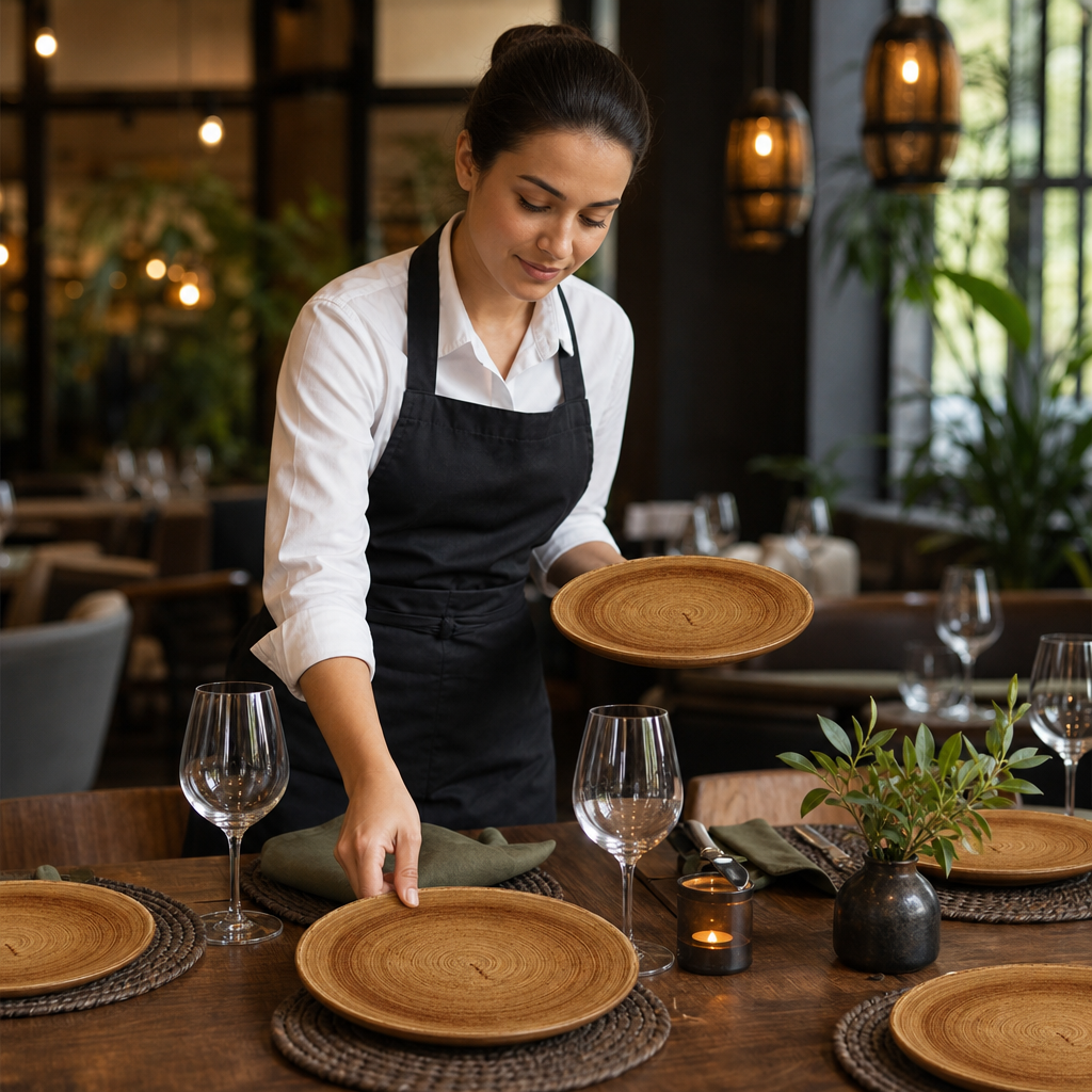 Organic Round Plates Vintage Copper Porcelain for Rustic Dining (Pack of 12)
