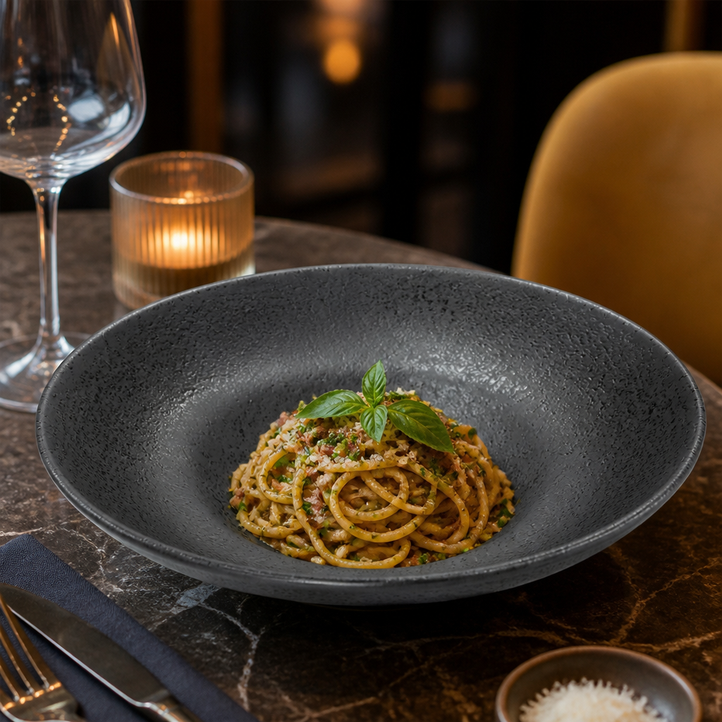 Charcoal Stoneware Pasta Bowls 680ml for Elegant Dining