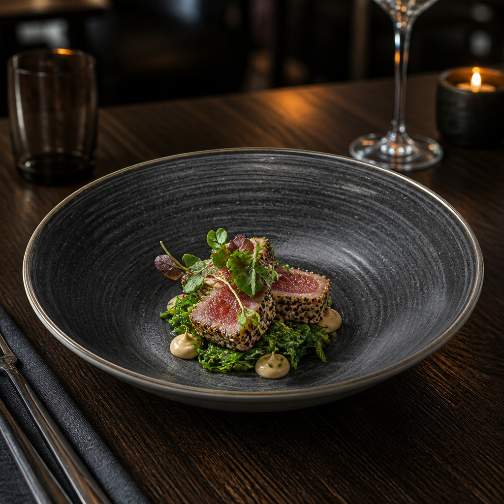 Stonecast Raw Evolve Coupe Bowls in Black for Hospitality Settings