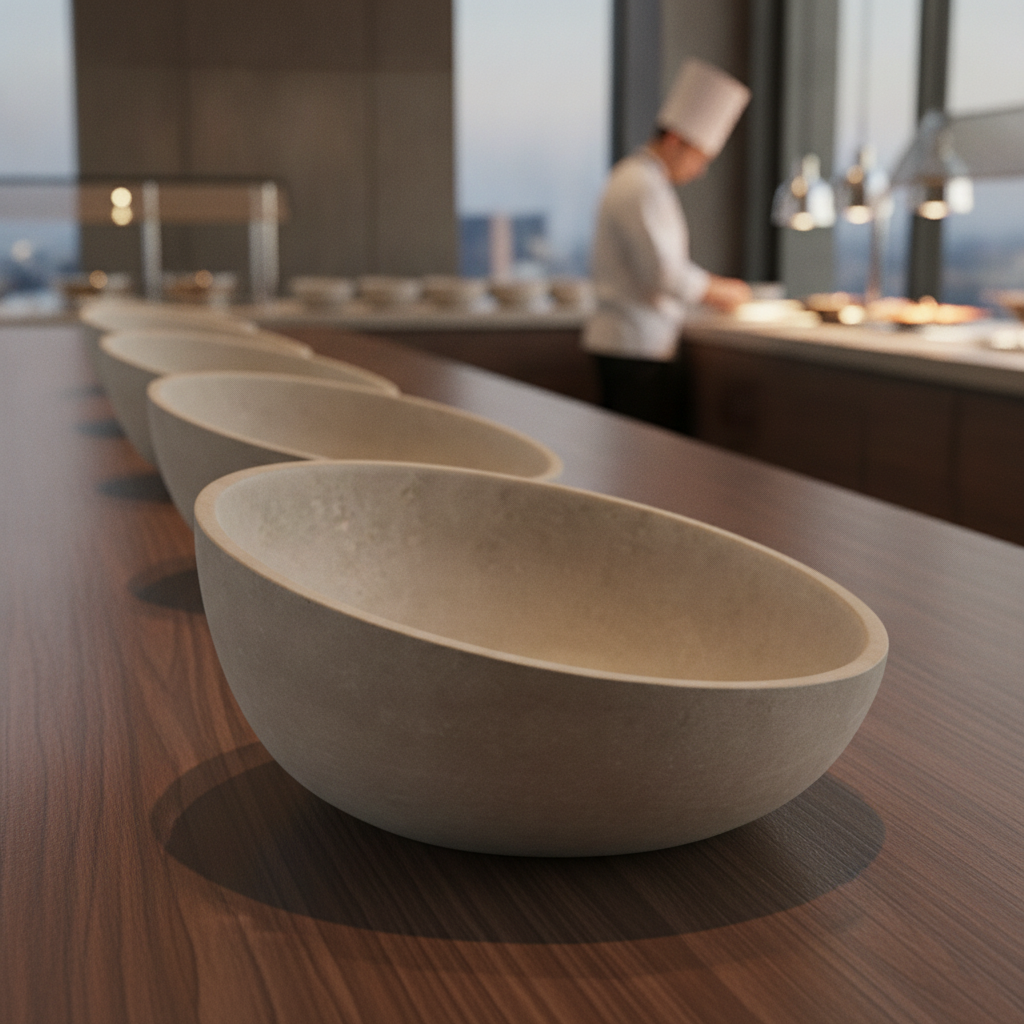 Concrete Sloping Bowl 220mm for Buffet & Table Services