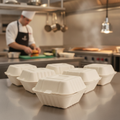 Bagasse Compostable Burger Boxes 152mm for Takeaway Food (Pack of 500)