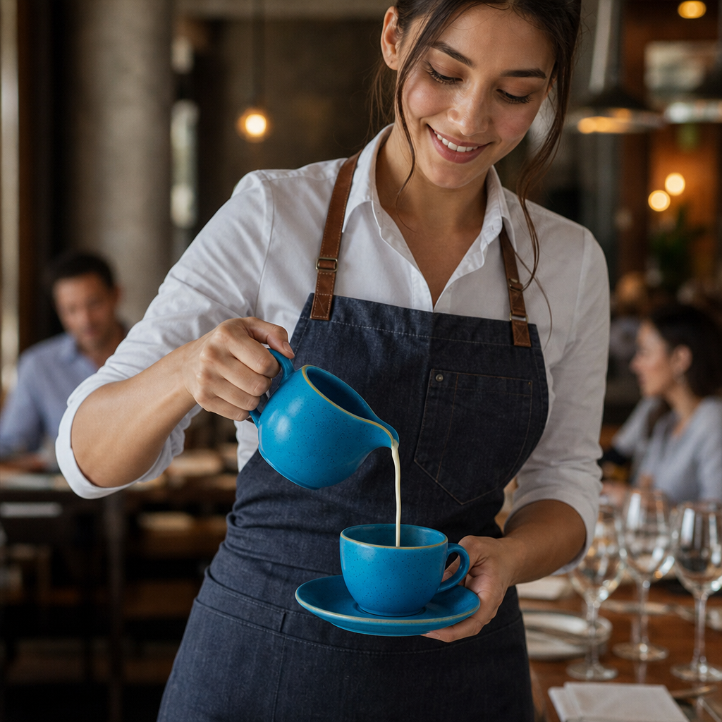 Java Blue Jugs 118ml in Super Vitrified Ceramic for Beverage Service (Pack of 4)