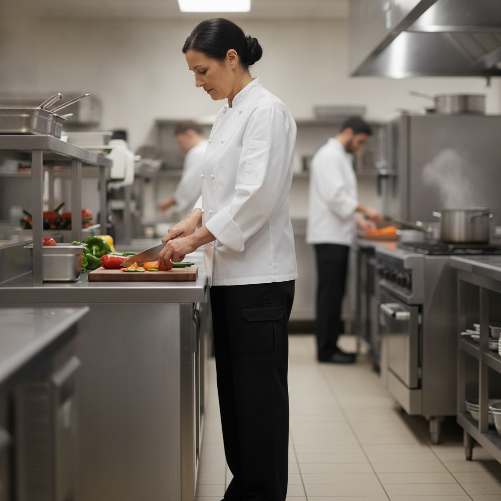Cotton Classic Fit Cargo Chefs Trousers Black for Professional Kitchens