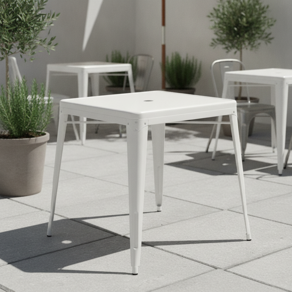 Galvanised Steel Bistro Square Table 668mm for Indoor & Outdoor Use
