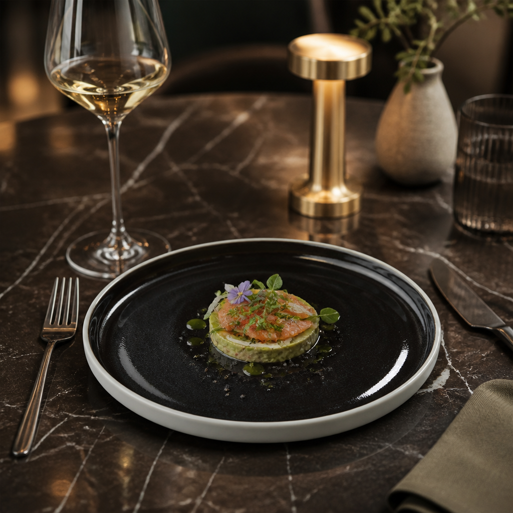 Coupe Plates 165mm Black Vitrified Ceramic for Stylish Table Settings (Pack of 12)