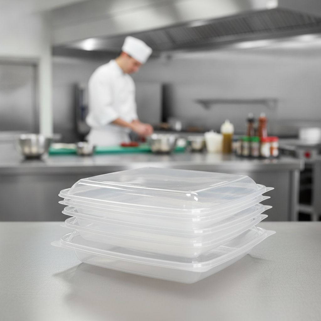 Polypropylene Medium Rectangular Food Container Lids 900ml for Takeaway Services (Pack of 300)