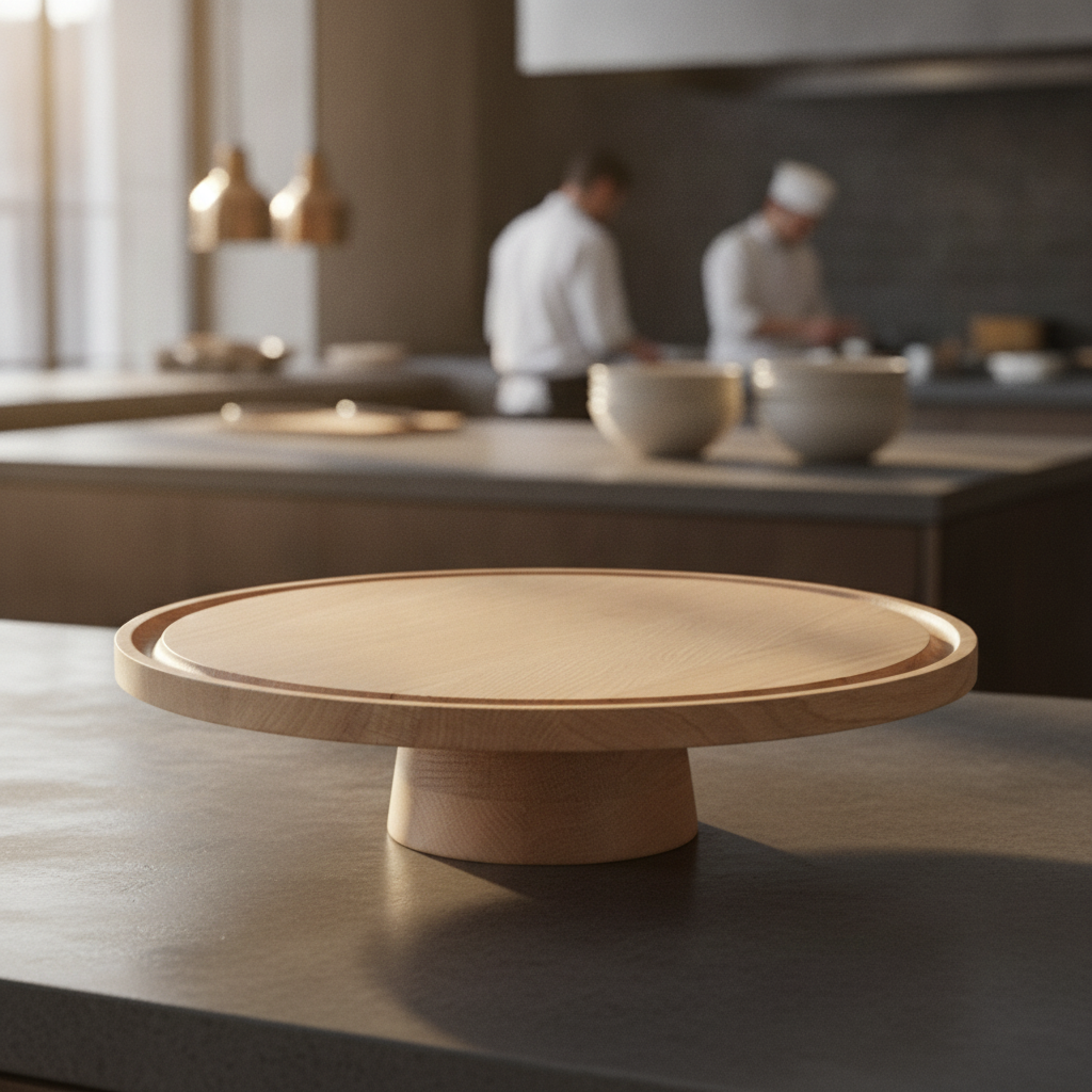 Oiled Oak Wooden Cake Stand 320mm for Buffets & Events