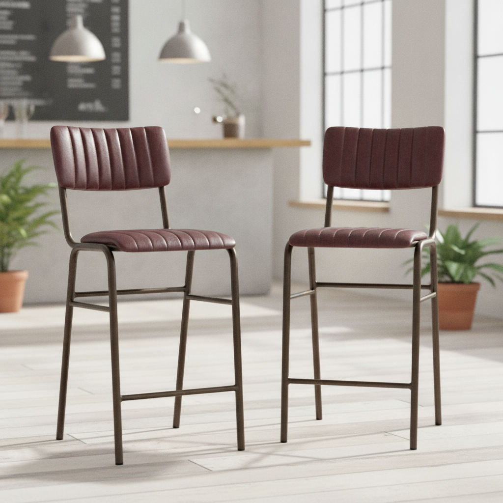 Metal Vintage Red Stacking Bar Stools 1000mm for Restaurants & Cafés (Pack of 2)
