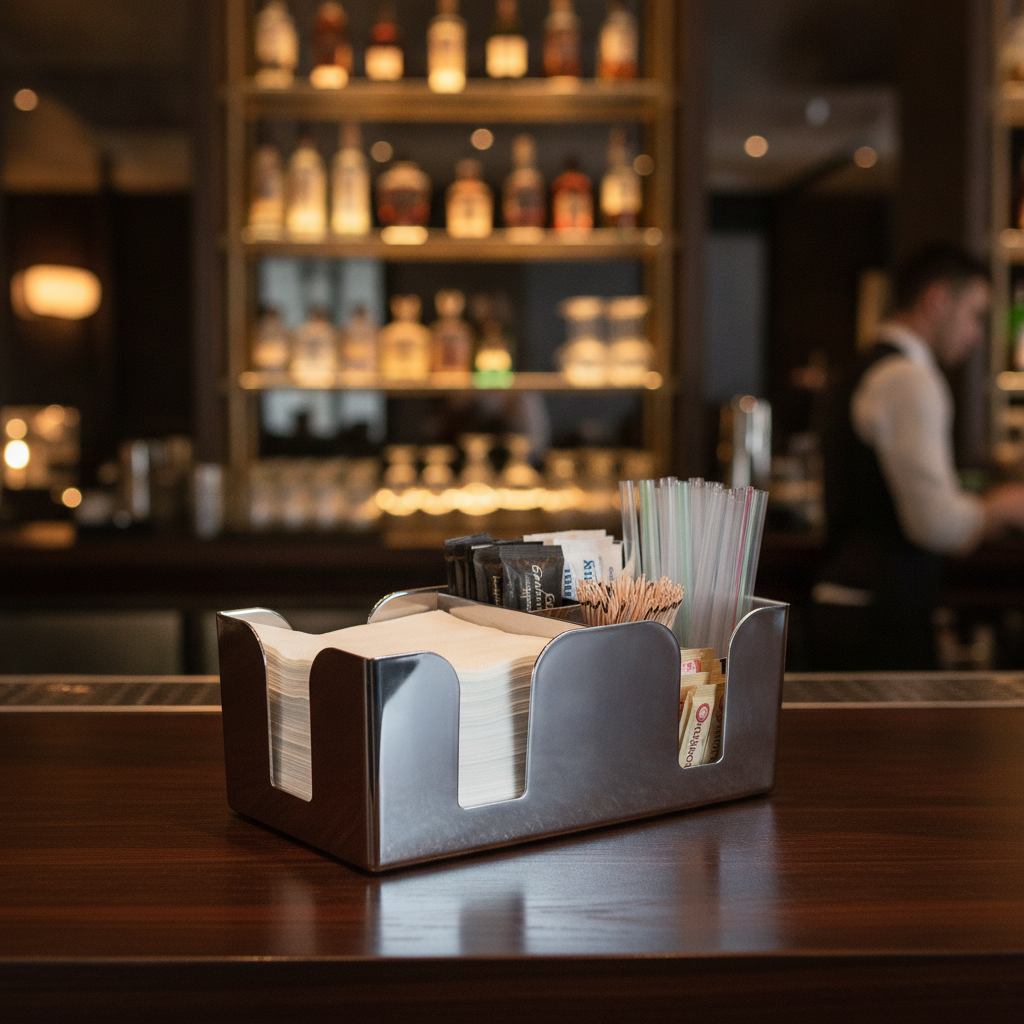 Plastic Chrome Effect Bar Caddy 230x135mm for Busy Bars