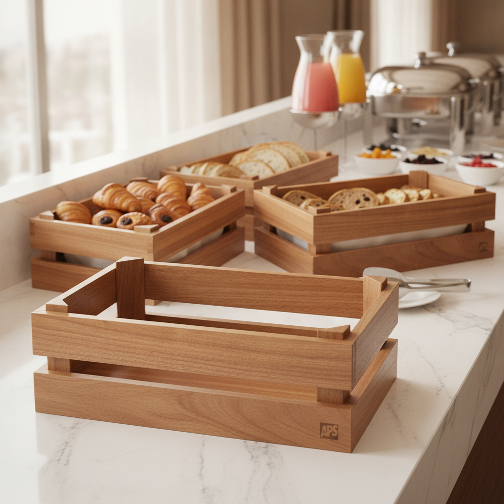 Solid Wood Buffet Crate GN1/4 for Breakfast Buffets