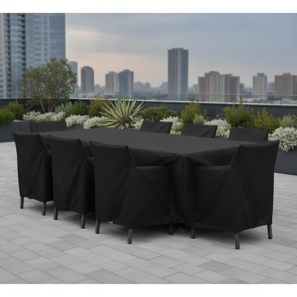 Weather-Resistant Polyester Rectangular Outdoor Chair & Table Cover 3100x1500mm for Patios & Restaurants
