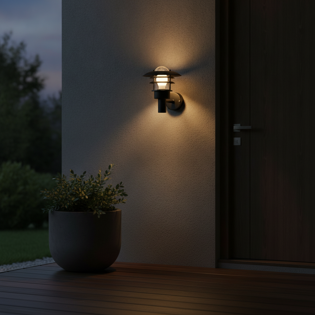 Metal Wall Light in Black for Outdoor Entrances