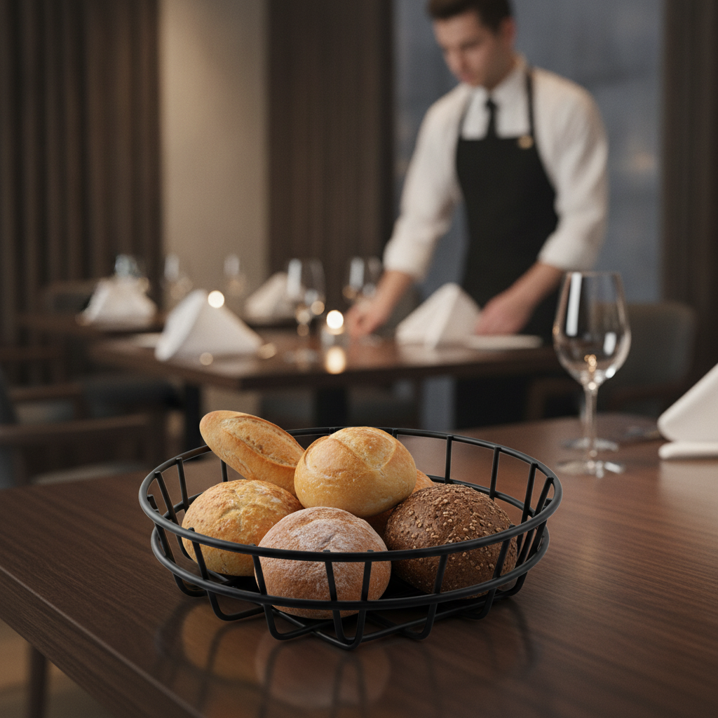 Stainless Steel Round Bread Basket 203mm for Restaurant Service