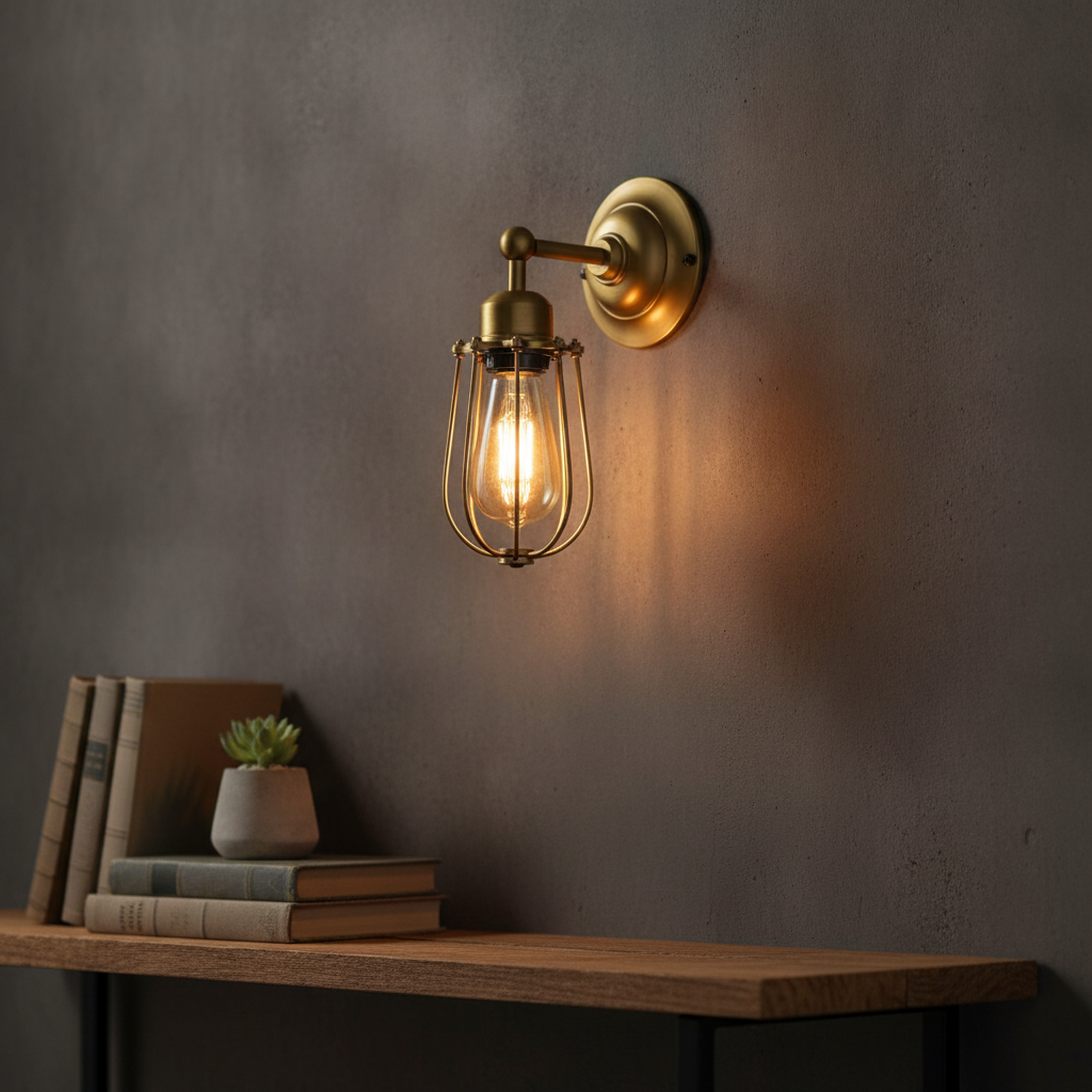 Brass Wire Cage Wall Light 310mm for Stylish Interiors