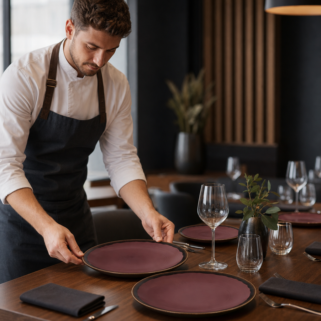 Coupe Plates 260mm Purple Stoneware for Dining Experiences (Pack of 12)