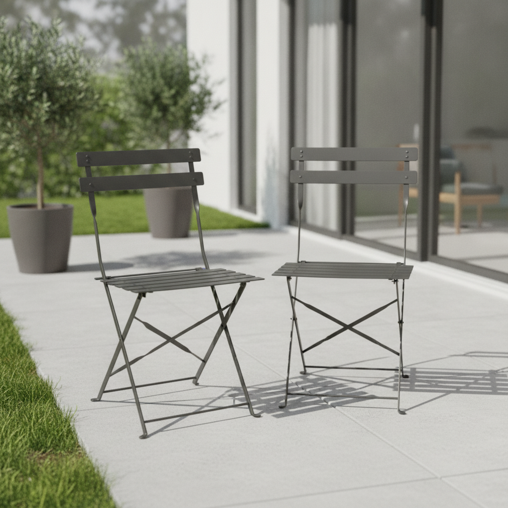 Metal Grey Folding Chairs 800x387mm for Indoor & Outdoor Use (Pack of 2)