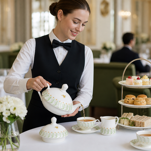 Bone China Beehive Teapot with Classic Lid for Afternoon Tea (Pack of 6)