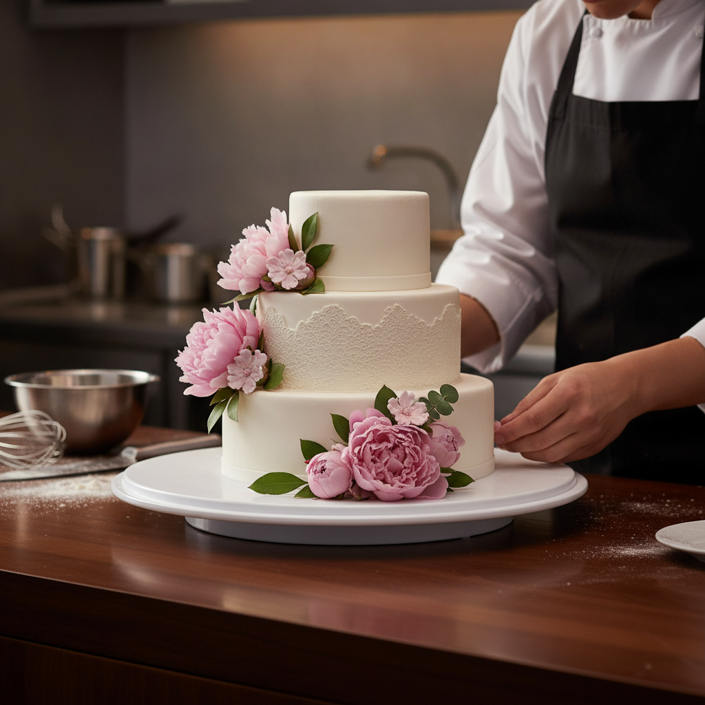 Melamine White Cake Platter 310mm for Cake Displays